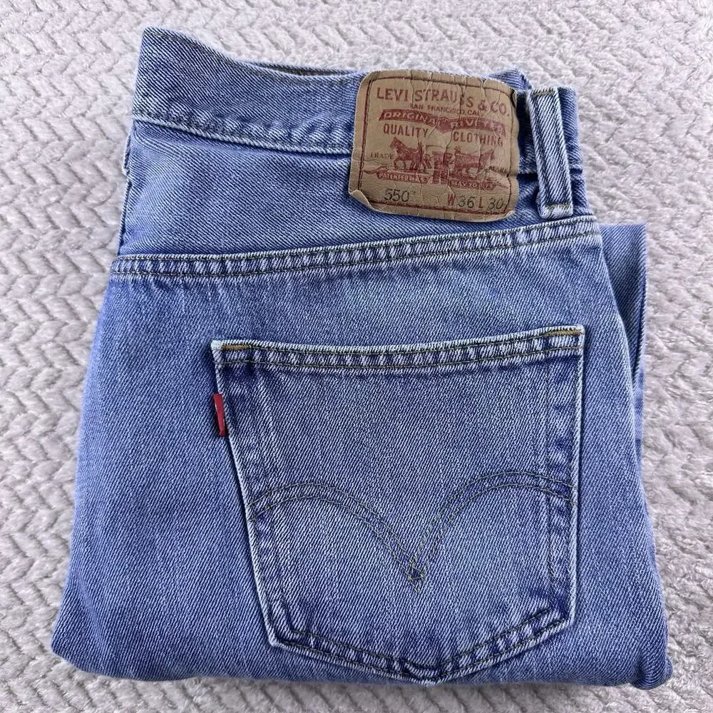 Levi's 550 Men’s Jeans Adult 36x30 Blue Denim Relaxed Fit Red Tab Straight Leg‎
